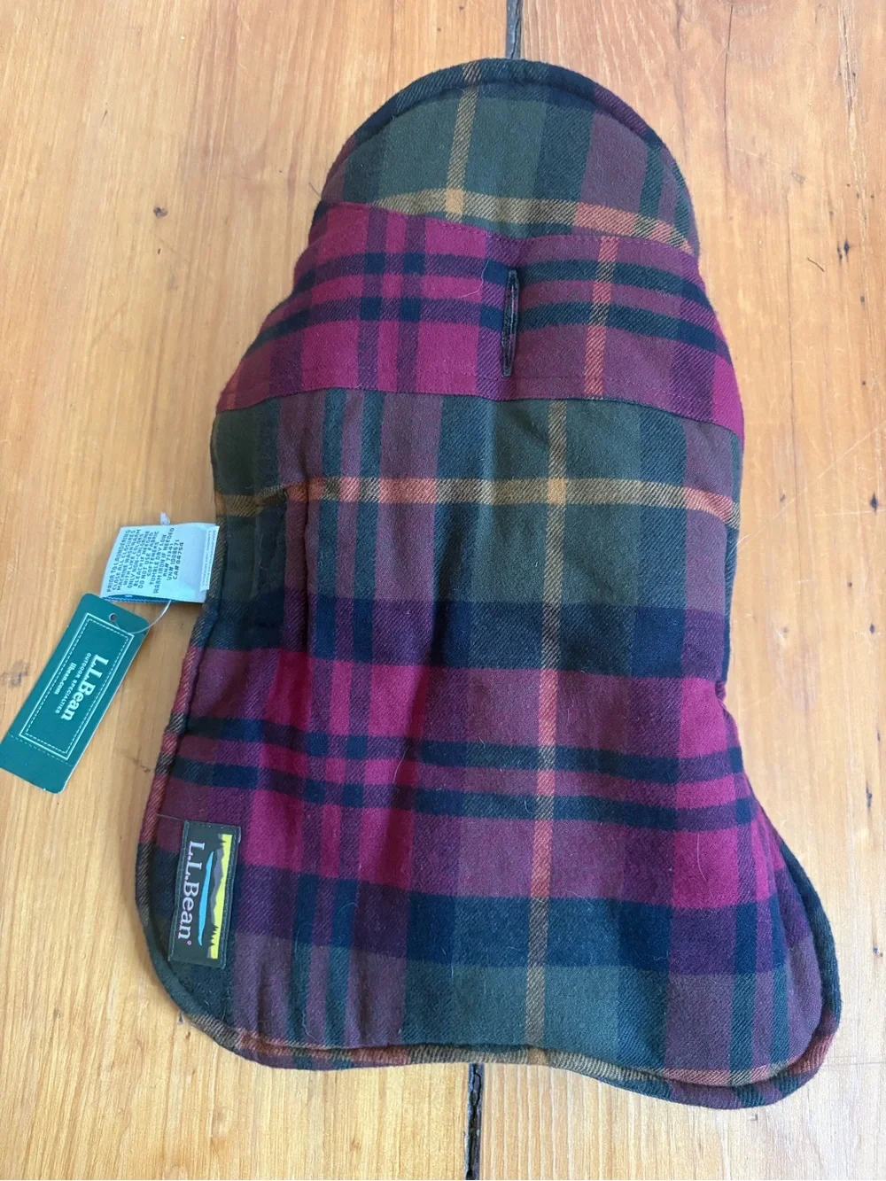 NEW L.L. Bean Reversible Field Coat for Dogs Olive Green Red Plaid - Small (S)